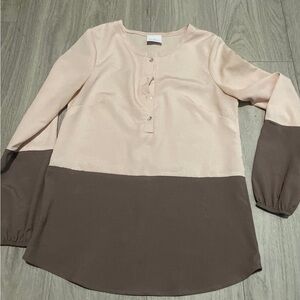 Lola Blush and Brown Colorblock Blouse